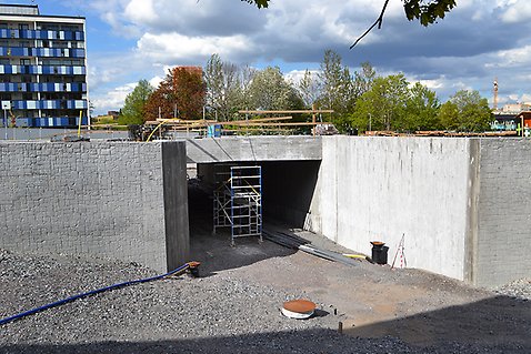 Nya tunneln som byggs under Mälarvägen som binder ihop vägen mellan Arkadstråket och Stallgatan. 